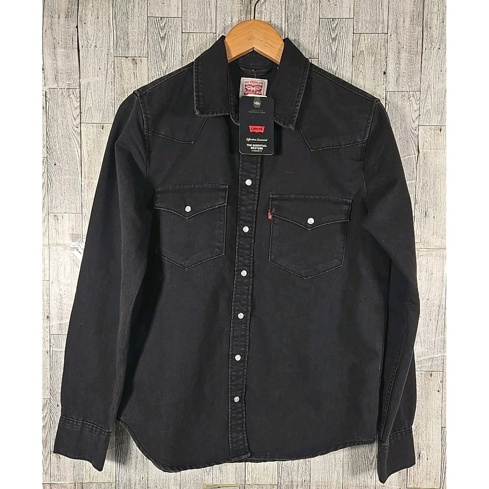 Levi's Original Ultimate Western Shirt SMALL Pearl Snap Womens Black NEW